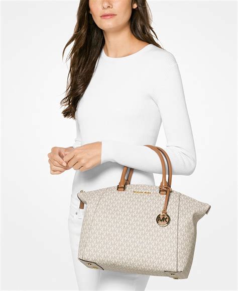 michael kors navy riley satchel|Riley Large Embossed.